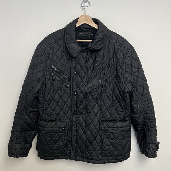 Ralph Lauren Black Label Men’s Quilted Nylon Double Breasted Biker Jacket XL - Picture 16 of 16
